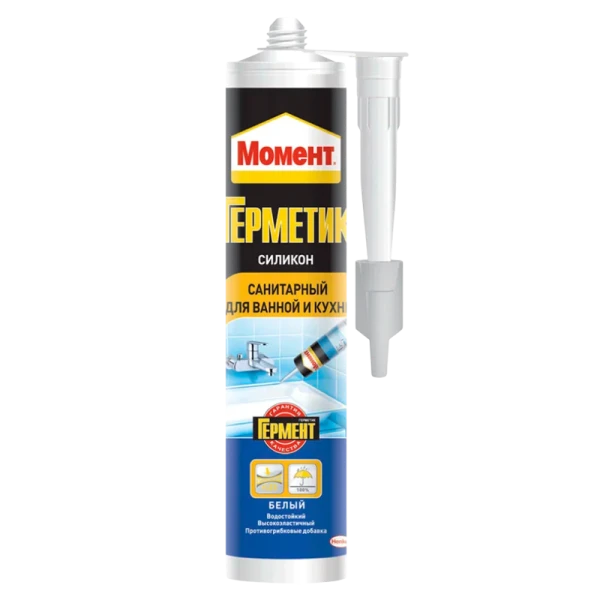 Герметик Момент 280мл силиконовый санитарный белый (1/12/1500)