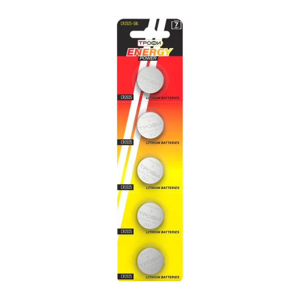 Батарейка Трофи CR2025 BL5 Lithium 3V (5/100/1000)
