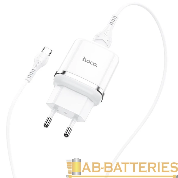 Сетевое З/У HOCO N3 1USB 3.0A 18W QC3.0 с кабелем Type-C белый (1/12/120)