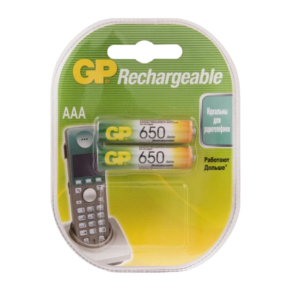 Аккумулятор бытовой GP HR03 AAA BL2 NI-MH 650mAh в пластиковой упаковке (2/20/200)