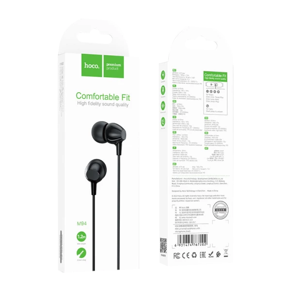 Наушники внутриканальные HOCO M94 с микр. черный (1/31/310)