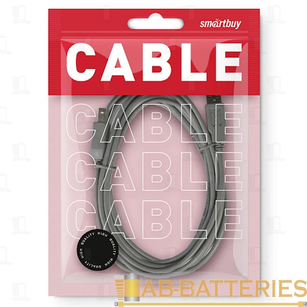 Кабель Smartbuy K-570 USB (m)-USB B (m) 5.0м силикон черный (1/20)