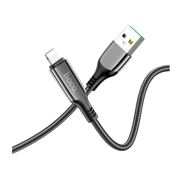 Кабель HOCO S51 USB (m)-Lightning (m) 1.2м 2.4A нейлон дисплей черный (1/16/160)