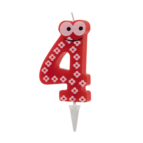 Свеча детская для торта, цифра 4, 1 шт. в упаковке, PATERRA (1/24)