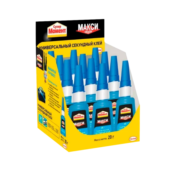 Супер-клей Момент Макси 20г универсальный BOX12 шоу-бокс (12/96)