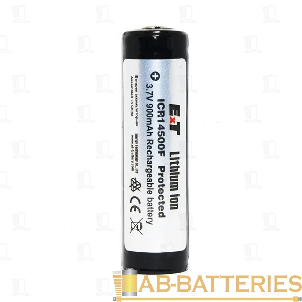 Аккумулятор ET ICR14500F-T 900мАч, 2-ножки, горизонтальный монтаж,&nbsp;&nbsp;&nbsp;&nbsp;литиевый аккум, 3.7В