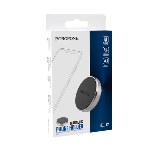 Держатель автомобильный Borofone BH7 липучка магнит черный (1/300)