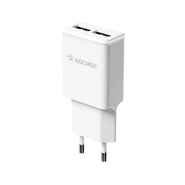 Сетевое З/У Космос 2USB 2.4A 12W белый (1/40/80)