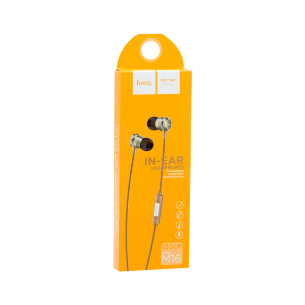 Наушники внутриканальные HOCO M16 с микр. золотой (1/30/300)