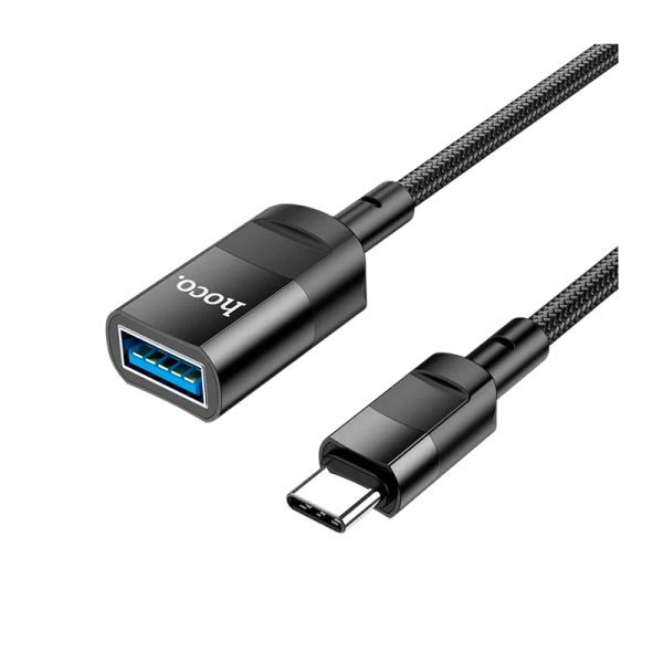 Переходник HOCO U107 USB (m)-Type-C (f) 0.1м нейлон черный (1/37/370)