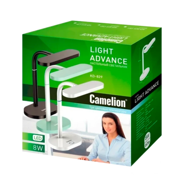 Светильник настольный Camelion KD-829 8W 230V IP20 на основании сенс. рег.ярк./цвета белый (1/6)