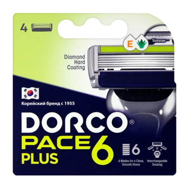 Сменные кассеты DORCO PACE6 Plus 6 лезвий 4шт. (цена за 1 шт) (4/96)