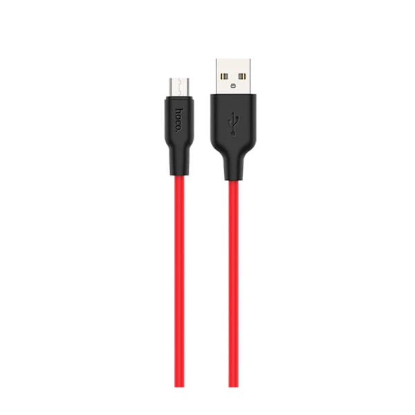 Кабель HOCO X21 Plus USB (m)-microUSB (m) 0.25м 2.4A силикон черный красный (1/30/300)