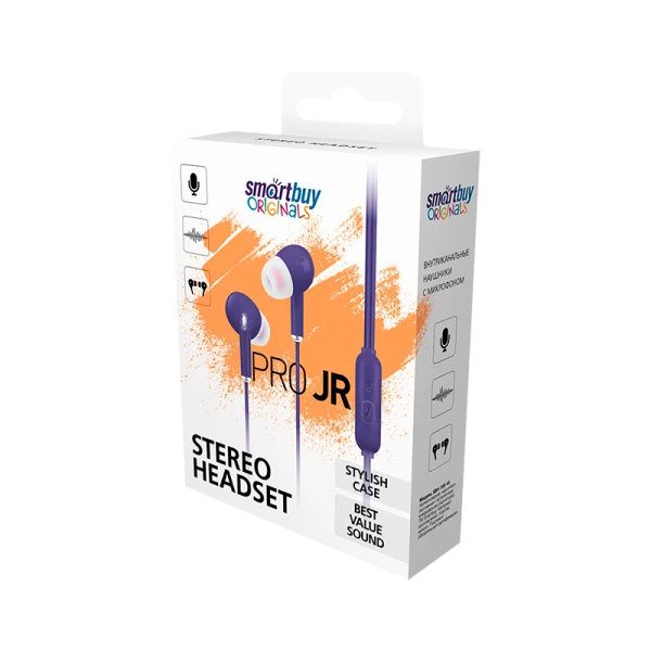 Наушники внутриканальные Smartbuy Pro JR с микр. фиолетовый в коробке (1/50)