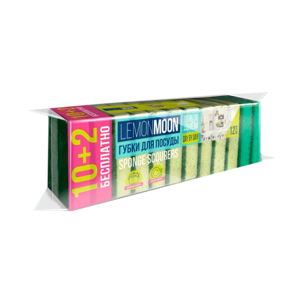 Губка Lemon Moon День за днем для посуды 87х58х23 поролон 12 шт (1/40)