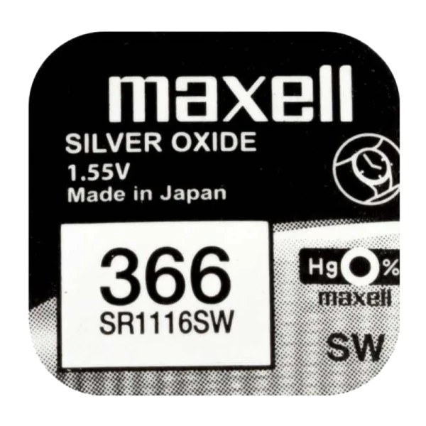 Батарейка Maxell 365/366 BL1 Silver Oxide 1.55V 0%Hg (1/10/100)
