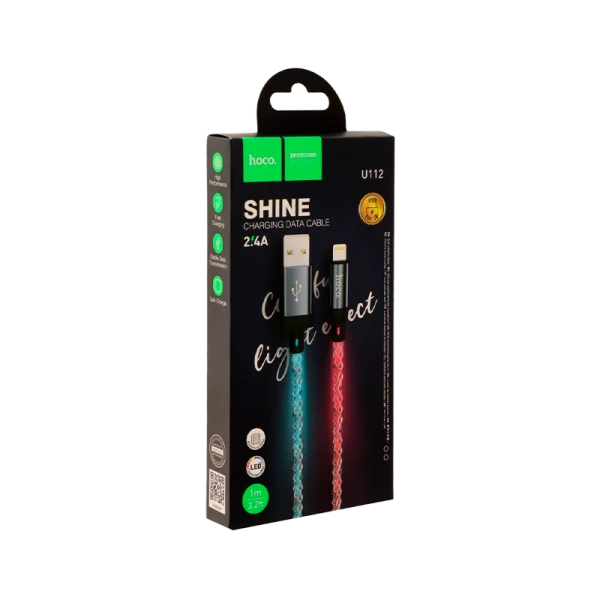 Кабель HOCO U112 Lightning (m)-Type-C (m) 1.0м 2.4A ПВХ серый (1/22/220)