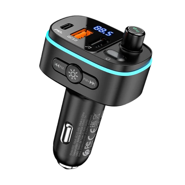 FM-трансмиттер HOCO E62 2USB+Type-C microSD bluetooth 5.0 черный (1/120)