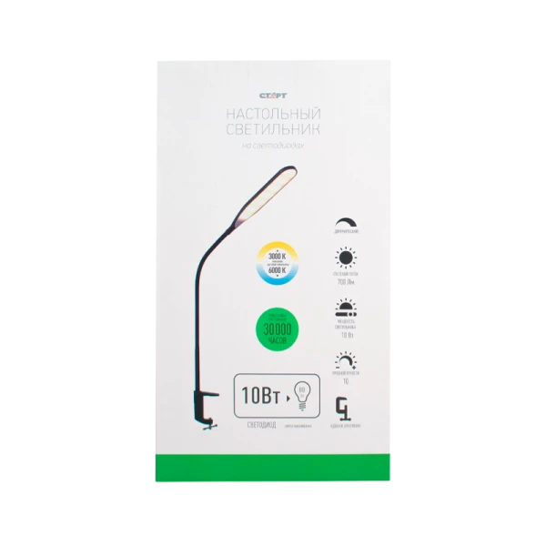 Светильник светодиодный настольный Старт CT87 10W черный (1/30)