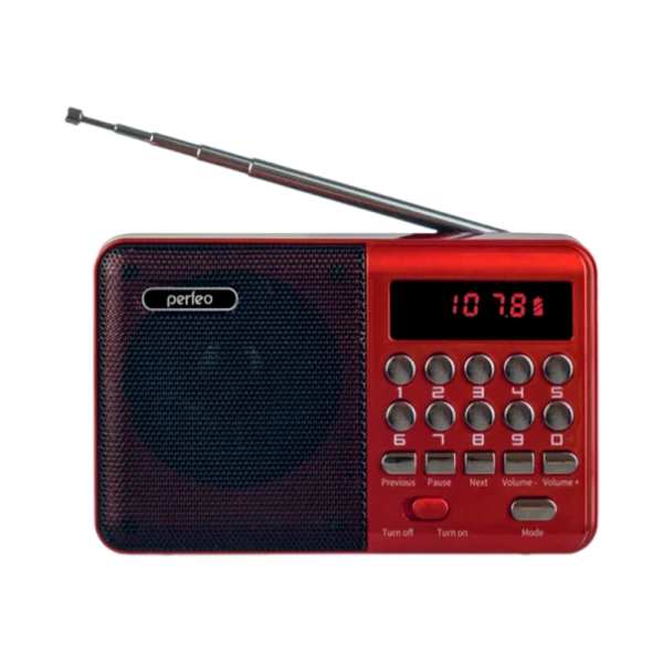 Радиоприемник Perfeo PALM 3W пластик microSD USB/Jack3.5 красный (1/10)