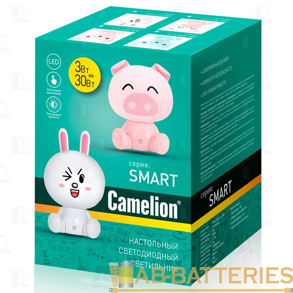 Светильник настольный Camelion KD-897 3W 1LED IP20 на основании сенс. белый (1/12)