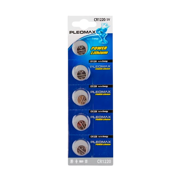 Батарейка Pleomax CR1220 BL5 Lithium 3V (5/100/2000/80000)