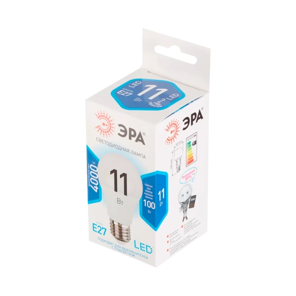 Лампа светодиодная ЭРА A60 E27 11W 4000К 170-265V груша (1/10/100)