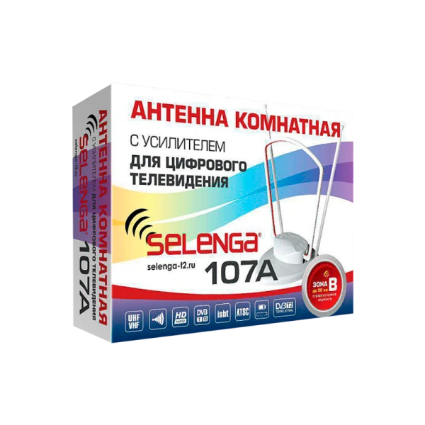 ТВ-Антенна комнатная Selenga 107A активная с питанием с усилителем DVB-T/T2 (1/20)