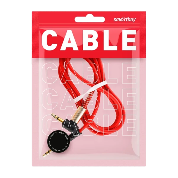 Кабель AUX Smartbuy Jack 3.5mm (m)-Jack 3.5mm (m) 1.0м угловой красный