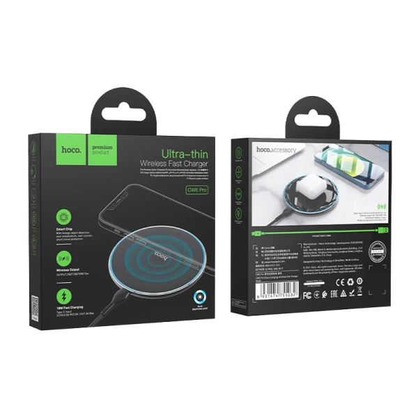 Беспроводное З/У HOCO CW6 Pro 2.0A 15W черный (1/18/108)
