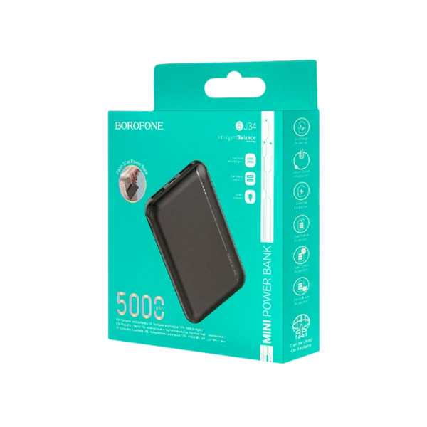 Внешний аккумулятор Borofone BJ34 5000mAh 2USB/Type-C черный (1/102)
