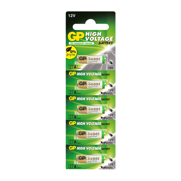 Батарейка GP LR27/A27/MN27 BL5 Alkaline 12V отрывные (5/100/1000) R