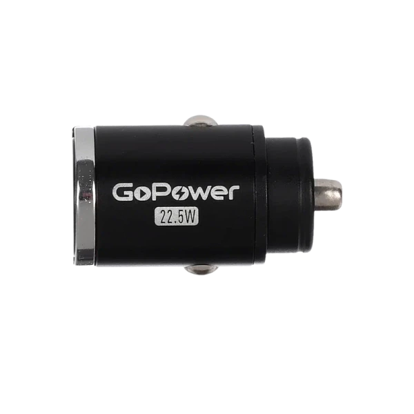 *Автомобильное З/У GoPower GPQC12 1USB+1Type-C 22.5W Mini черный (1/100)
