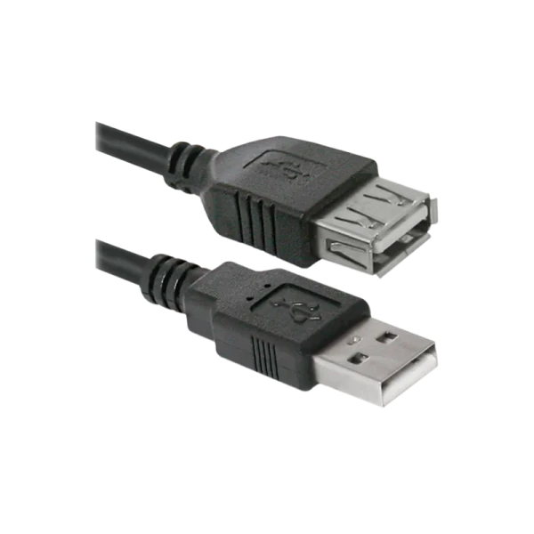 Кабель Defender USB02-06 USB (m)-USB (f) 1.8м силикон ver.1.4 черный (1/25/250)
