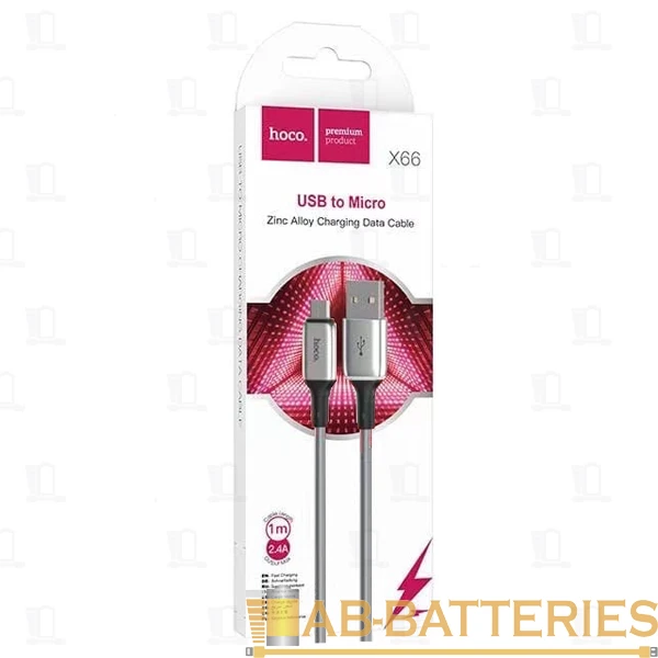 Кабель HOCO X66 USB (m)-microUSB (m) 1.0м 2.4A TPE серый (1/31/310)