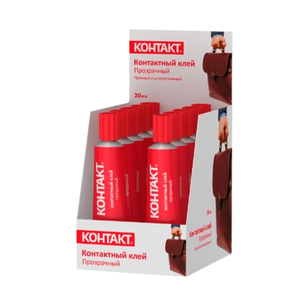 *Клей Контакт контактный 30мл BOX10 шоу-бокс прозрачный (10/120) 