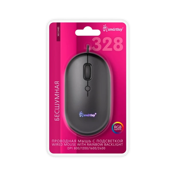 Мышь проводная Smartbuy 328 бесшумная черный (1/40)