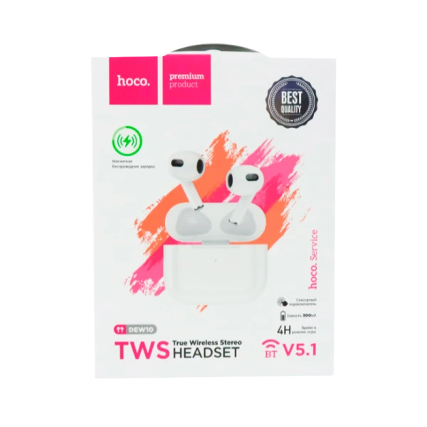 Наушники вставные HOCO DEW10 bluetooth 5.1 белый