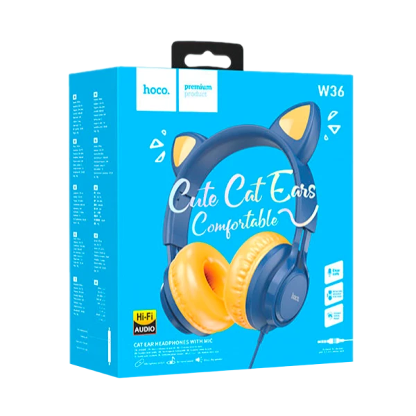 Наушники полноразмерные HOCO W36 Cat ear с микр. синий (1/30)