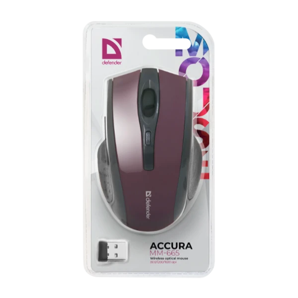 Мышь беспроводная Defender MM-665 Accura классическая USB красный (1/40)