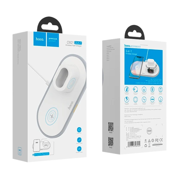 Беспроводное З/У HOCO CW21 2.0A 10W Apple Watch+Airpods белый (1/44)
