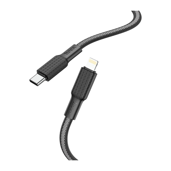 Кабель HOCO X69 Lightning (m)-Type-C (m) 1.0м 2.4A 20W нейлон черный белый (1/33/330)