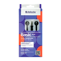Наушники внутриканальные Defender 604 Basic черный (1/50)