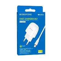 Сетевое З/У Borofone BA49A 1USB 2.1A белый (1/44/176) 