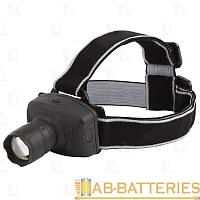 Фонарь налобный Трофи GB-301 3W 1LED от батареек черный (1/20/120)