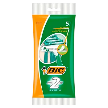 Бритва одноразовая BIC "БИК 2 Sensitive" 2 лезвия 5шт. (1/20)