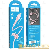 Кабель HOCO X49 USB (m)-Lightning (m) 1м 2.4A силикон розовый (1/31/310)