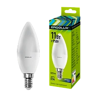 Лампа светодиодная Ergolux C35 E14 11W 6500К 172-265V свеча (1/10/100)