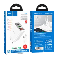 Сетевое З/У HOCO C100A Type-C (m) 3.0A 18W с кабелем Lightning/Type-C белый (1/13/130)