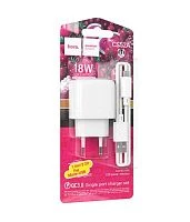 Сетевое З/У HOCO CS52A 1USB 3.0A 18W QC3.0 с кабелем microUSB белый